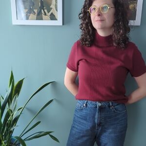 Burgundy Short Sleeve Knit Top